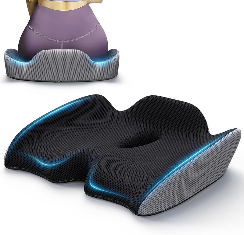 Benazcap Large Pressure Relief Seat Cushion for Tailbone Pain Office Chair Cushion for Butt, Back Pain, Coccyx & Sciatica Pain Relief Pillow. Memory Foam Seat Cushions for Office Chairs - Image 1